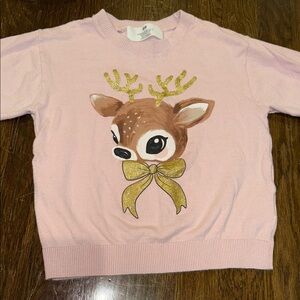 Pink Deer Graphic Kids Sweater